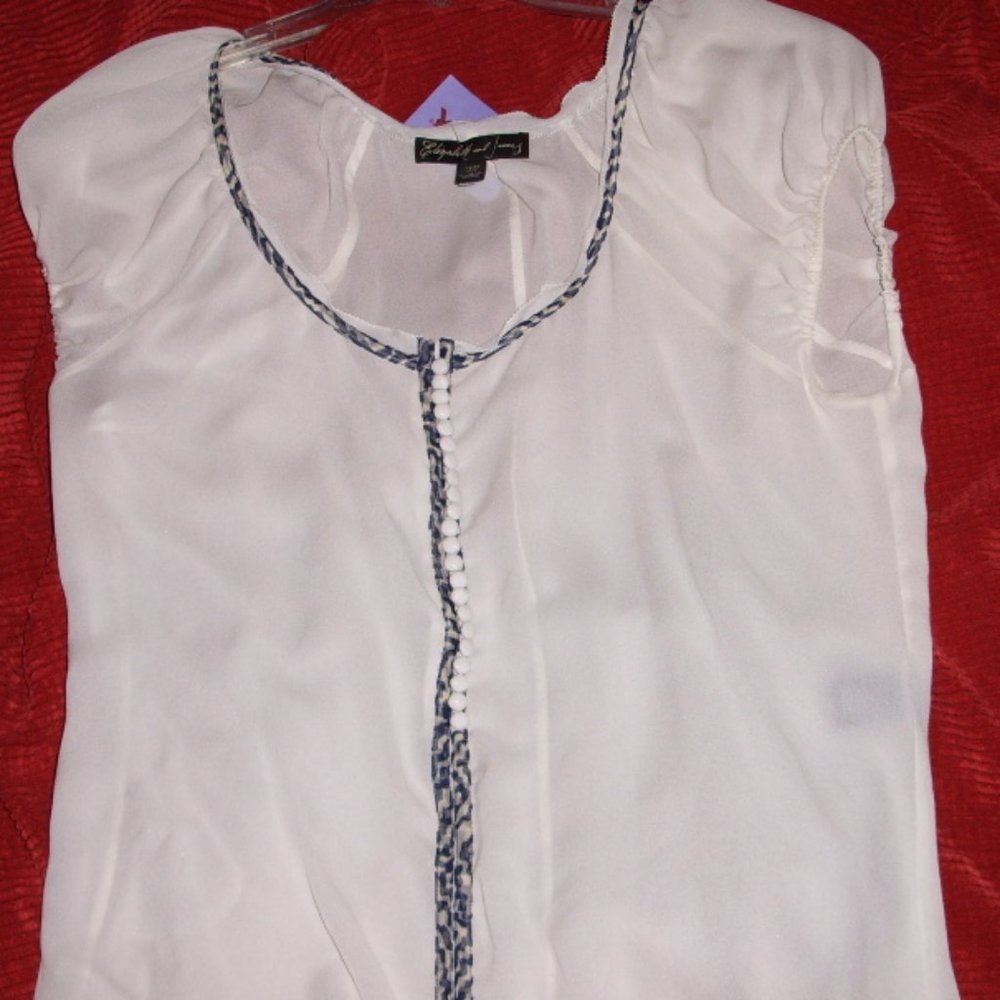 Elizabeth & James Silk Blouse white M S2012 Sleeveless NWOT